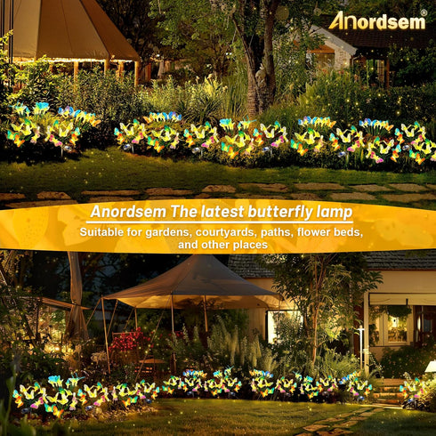 Solar Butterfly Garden Lights Outdoor Patio Decor 2 Pack, Newest Solar Swaying Animal Firefly Fairy Lights Yard Planter Lawn Path Lawn Walkway Dec...