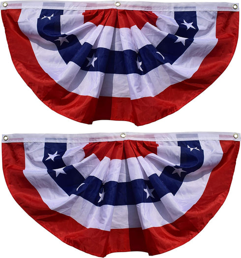 OZ American Bunting Flag, US Pleated Fan Bunting, Patriotic Banner, Fence Banner, Curtain Banner, 4th of July Flag-pack of 2...