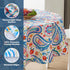 Newbridge Boho Chic Paisley Vinyl Tablecloth with Flannel Backing, 70 Inch Round, Blue Red and Pink Floral Print, Wipe Clean Table Cover for Dinin...