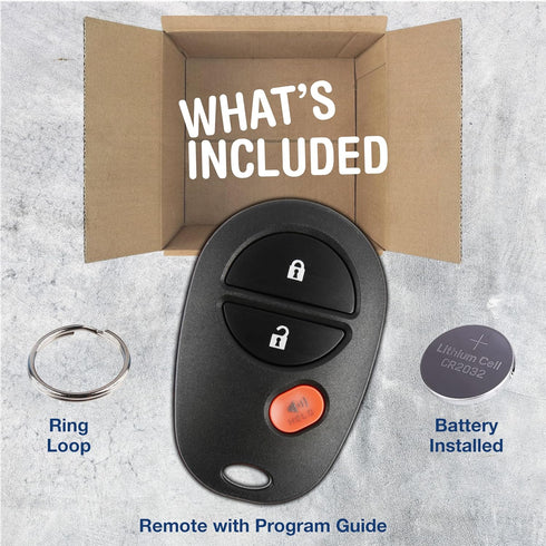 KeylessOption Key Fob Replacement for 2004-2018 Toyota Tundra Tacoma Sienna Sequoia Highlander Remote, 3-Button GQ43VT20T...
