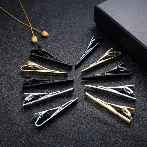 JOERICA 10 Pcs Tie Clips Set for Men Tie Bar Pin Clips Set for Regular Ties Necktie Wedding Business Clips With Gift Box...