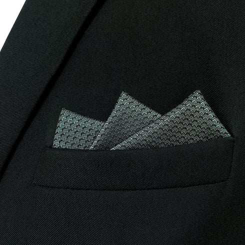 S&W SHLAX&WING Mens Tie Dark Gray Charcoal Gray Matching Pocket Square Only...