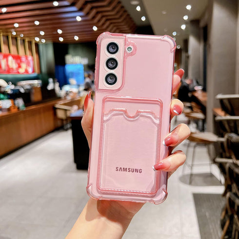 Tuokiou Clear Wallet Phone Case for Samsung Galaxy S21 5G Upgrade Card Slot Case Slim Fit Protective Soft TPU Shockproof Case with Cute Card Holde...
