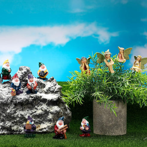 Queekay 13 Pieces Fairies Gnome Decoration Miniature Fairy Gnome Accessories Fairy Gnome Figurine Decor for Garden Yard Outdoor Home Decoration...