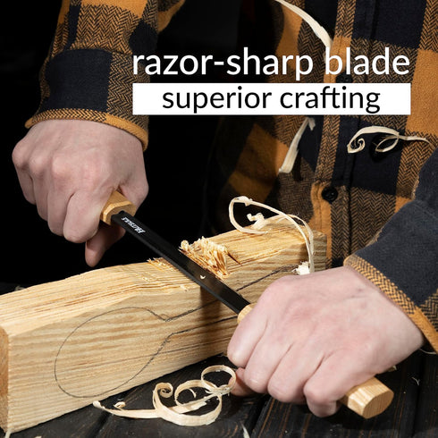 Draw Knife Woodworking Tool - Sharp & Ready 5.3 inch Debarking Knife with Leather Sheath, Easy to Use Straight Handles Draw Knife Debarking Tool, ...