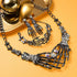 Miraculous Garden 3 Pack Halloween Gothic Skull Skeleton Collar Choker Necklace Link Bracelet and Drop Earrings Jewelry Set for Women...
