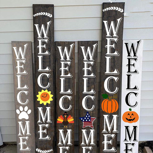 24 Welcome stencil for painting on wood,Home Sign mini Stencils Reusable Porch Sign and Front Door Vertical Welcome Comes with Stencil-Sunflower,D...