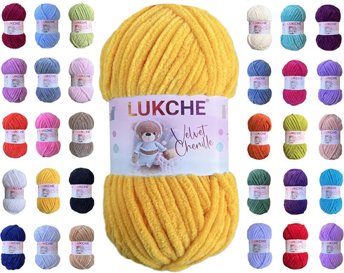 Yellow Soft Velvet Yarn Chenille Yarn for Crocheting Super Bulky 100g (3.53 Oz), (75.4 yds) Baby Blanket Yarn for Knitting Amigurumi Yarn Fancy Ya...