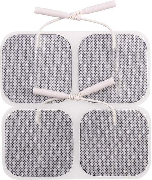 BodyMed TENS/EMS Unit 4 Electrode Pads – Four, 2 x 2 Inch Square Electrodes in Ten Packs – Reusable and Self-Adhesive for Easy Muscle Stimulation ...