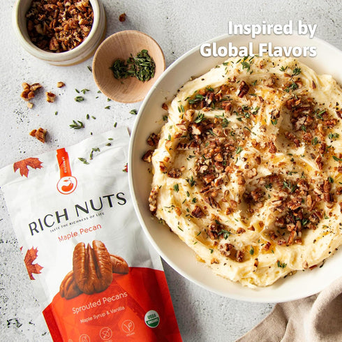 Rich Nuts Maple Pecan Gourmet Sprouted Pecans | Vegan, Paleo, Keto | Made with Maple Syrup, Vanilla Extract and Sea Salt | Non-Roasted from Dehyrd...
