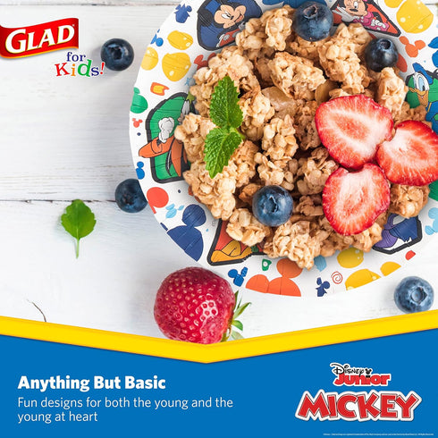 Glad for Kids Disney Mickey and Friends 12oz Paper Bowls| Disney Mickey Mouse Paper Bowls, Kids Bowls| Kid-Friendly Paper Bowls for Everyday Use, ...