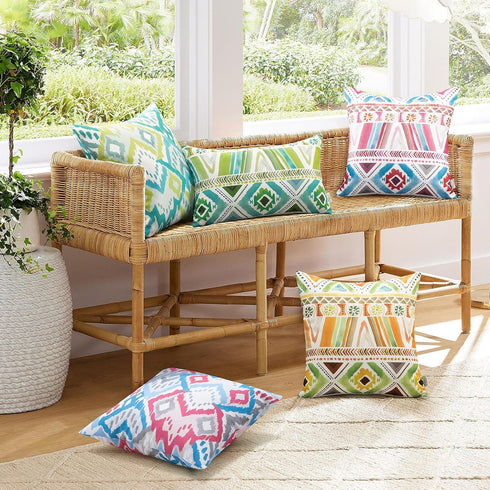 Ashler Boho Outdoor Pillows, Turquoise/Green 18 x 18 Pillow Covers, Outdoor Pillows Waterproof Set of 2, Pillow Case for Patio, Couch, Water Resis...