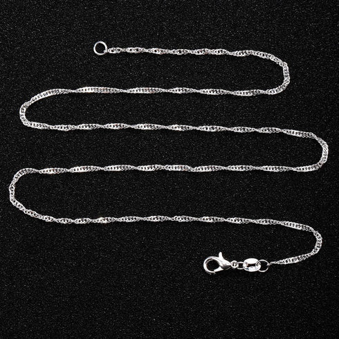 TecUnite 24 Pack Silver Plated Water Ripple Chain Necklace with Lobster Clasps and Velvet Storage Bag for DIY Jewelry Making, 1.5 mm (20 Inch)...