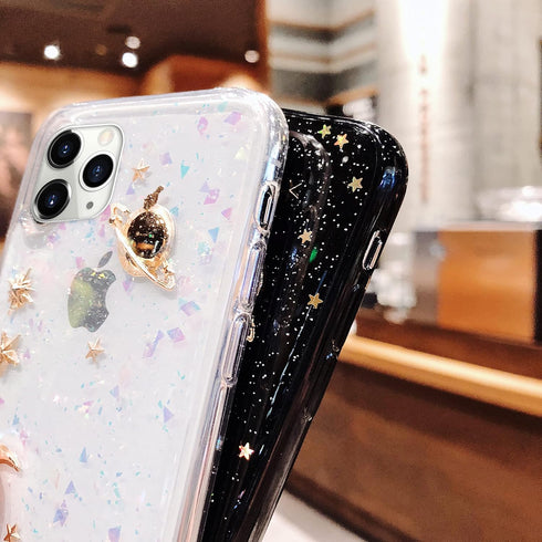 Bonitec for Apple iPhone 11 Pro Case 3D Bling Planet Glitter with Space Sparkle Moon Star Universe Flexible Soft TPU Protection Shockproof Protect...