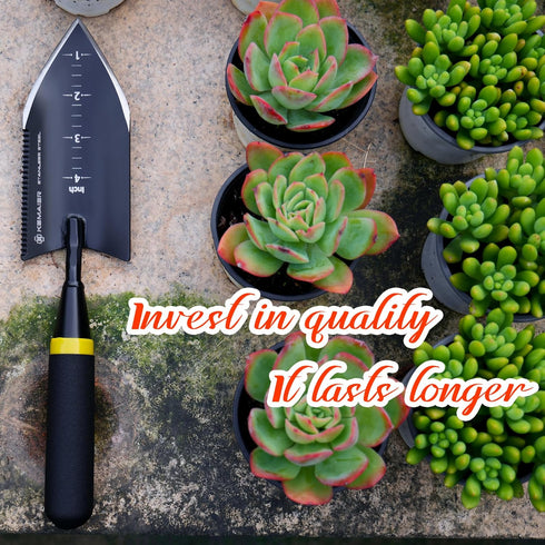 Heavy-Duty Trowel Garden Tool, Stainless Steel Serrated Hand Shovel for Effortless Digging, Weed Control, and Precise Bulb Planting...
