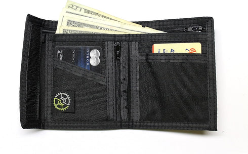 Nylon Bifold Wallet with Zippered Coin Pocket (Black)...