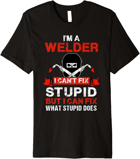 Funny Im A Welder Gift Welding Wedding Supplies for Men Dad Premium T-Shirt...