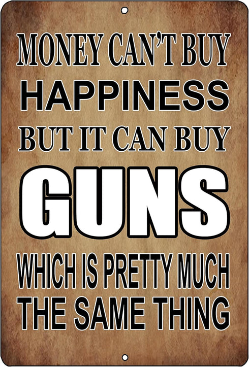 Rogue River Tactical Funny Pro Gun Metal Tin Sign, 12x8 Inch, Wall Décor - Man Cave Bar Money Happiness Guns...