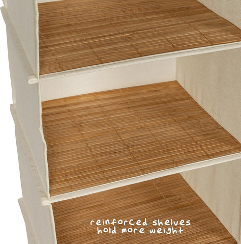 Honey-Can-Do SFT-01003 Hanging Closet Organizer, Bamboo/Canvas, 6-Shelf, 1.5 x 13 x 14.5 inches...