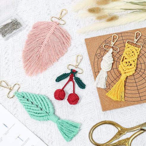 AceList DIY Macrame Kit for Adults, 5 Pcs Keychain with Cord, Boards, Pins & Instruction, Giftable Styles & Video...
