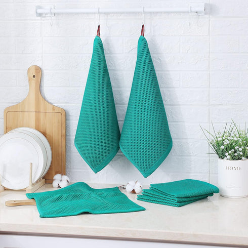 Kitinjoy 100% Cotton Kitchen Dish Cloths, 6 Pack Waffle Weave Ultra Soft Absorbent Dish Towels for Drying Dishes Quick Drying Kitchen Towels Dish ...