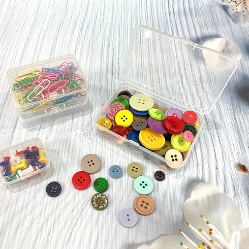 16pcs Small Plastic Organizer Storage Boxes 4 Sizes Rectangle Clear Plastic Organizer Storage Box Mini Mini Empty Containers with Lids for Beads, ...