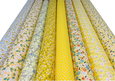 8 PCS Fat Quarters Fabric Bundles 18 inchx22 inch Cotton Quilting Fabric for Sewing Mask and Patchwork Quilt Yellow...