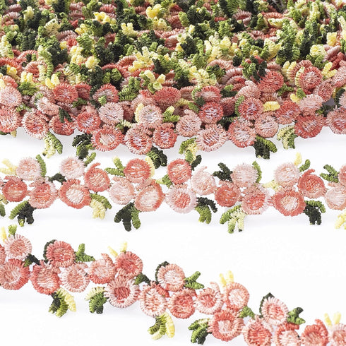 OIIKI 5 Yards Flower Trim Ribbon, Wedding lace Fabric Ribbon, Rose Ribbon Trim Flower Embroidered Trim Polyester Trim Ribbon for Wedding Appliques...