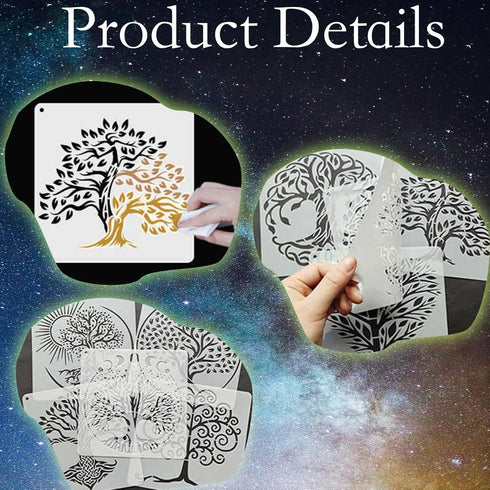 16 Pieces Tree of Life Stencils 6 Inch Reusable Stencils for Painting Small Tree Stencils Plastic Painting Stencils Tree Drawing Templates for Pai...