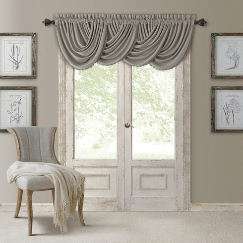Elrene All Seasons Room-Darkening Waterfall Window Valance, Accessory for Bedroom or Living Room Windows with Rod Pocket Tabs, 52" x 36", Silver, ...