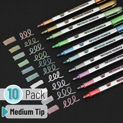 Mr. Pen- Metallic Paint Markers, 10 Colors, Metallic Markers for Black Paper Pens to Write on Black Paper...