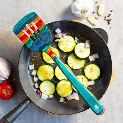 Baltique Montego Bay Collection 12-1/2" Wooden Slotted Spatula, Safe for Nonstick...