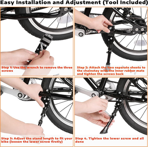 Bike Kickstand - Adjustable Aluminum Alloy Bicycle Kickstand for 16 18 Inch Kids Bike/Mountain Bike/Road Bicycle/BMX Bike...