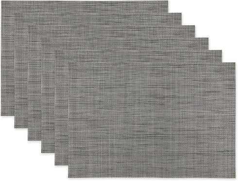 DII PVC Tabletop Collection Placemat Set, Rectangle, 13x17.25, Gray, 6 Piece...