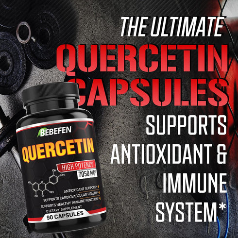 BEBEFEN Quercetin Capsules - 7050mg Formula Pills with Black Pepper Extract - 90 Capsules Quercetin Pills for Supports Immune Health & Cardiovascu...