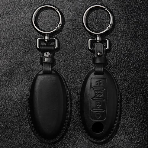 Tukellen Compatible with Nissan Key Fob Cover Handmade Genuine Leather Case for Altima Pathfinder Armada Murano Maxima Rogue Infinity Smart Remote...