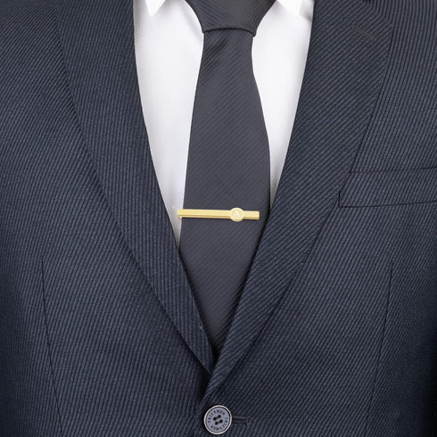 Tie Clips for Men, Black Gold Silver 2.1inch Initial Alphabet Letter Tie Clip Bar Set...