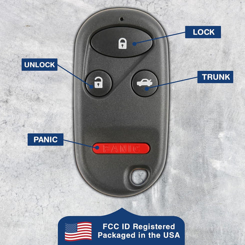 KeylessOption Key Fob Replacement for 1998 1999 2001 2002 2003 Honda Accord Acura TL Remote, 4-Button KOBUTAH2T, Programming Guide Included...