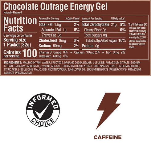 GU Energy Original Sports Nutrition Energy Gel, Vegan, Gluten-Free, Kosher, and Dairy-Free On-the-Go Energy for Any Workout, 8-Count, Chocolate Ou...