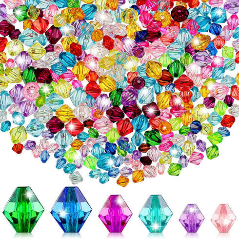 900 Pieces 3 Size Faceted Bicone Crystal Beads Bicone Mix Color DIY Craft Beads for Bracelet Necklace Earring Jewelry Making...