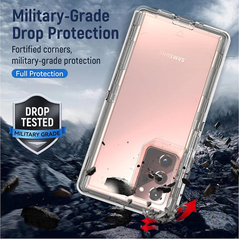 YmhxcY Galaxy Note 20 Ultra Case - 3 Layer Drop Protection, Shockproof, Clear Silicone Cover - Crystal Clear...