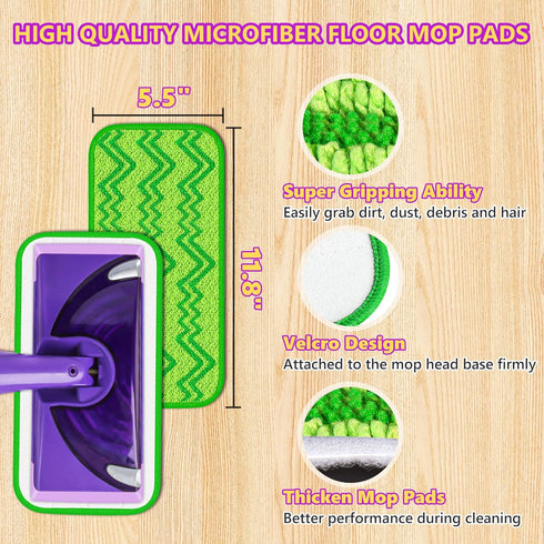 Reusable Mop Pads Refills Compatible with Swiffer Wet Jet Spray Mop, Wet Pads Refill Wet Jet Pads Refills for Swiffer Mop, Microfiber Mop Pad Repl...