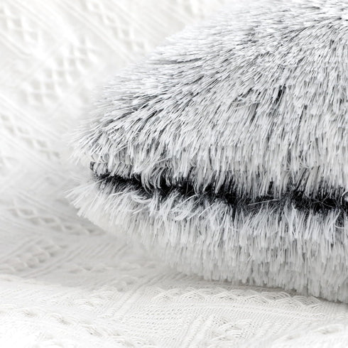 Uhomy Fluffy Accent Pillows Cover 20"x20", Soft Gray Ombre Faux Fur Throw Pillow Case, Modern Luxury Decorative Square Cushion Cover for Farmhouse...