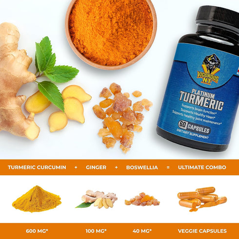 Vigorous NT Platinum Turmeric Supplement - 95% Curcuminoids - 60 Capsules...