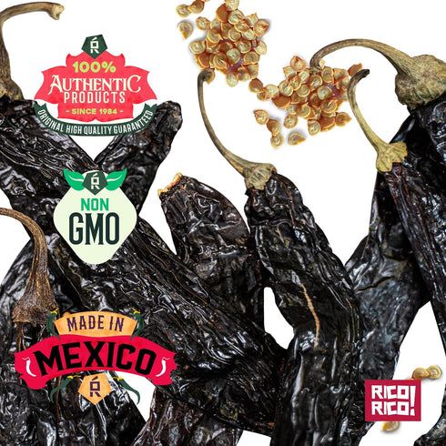 RICO RICO - Pasilla Dried Peppers 4 Oz. - Pasilla Chiles Secos - Premium Peppers - Great For Authentic Mexican Cuisine - Packaged In Resealable Ba...