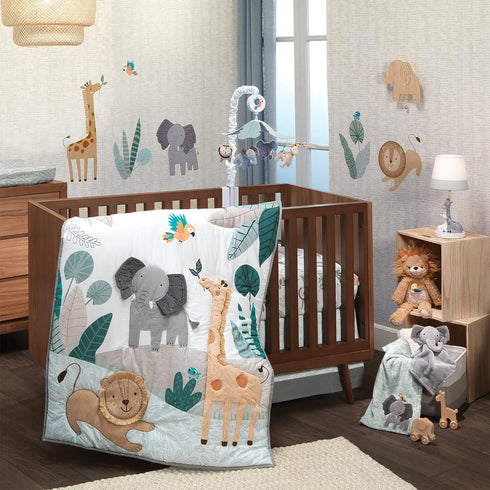 Lambs & Ivy Jungle Friends 100% Cotton Safari Animals Baby Fitted Crib Sheet...