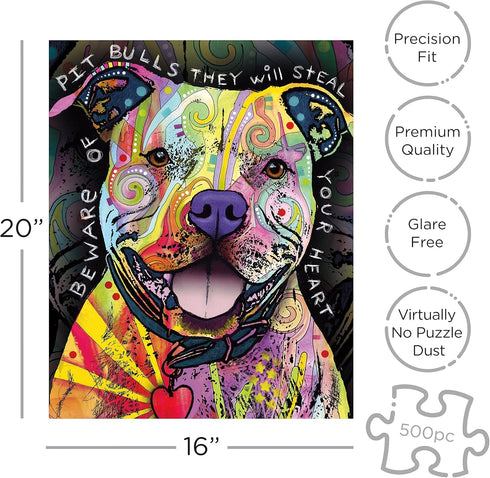AQUARIUS - Dean Russo Beware Pit Bull AS 500 Piece Jigsaw Puzzle...