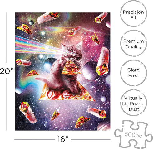 AQUARIUS Random Galaxy Cat Pizza Puzzle (500 Piece Jigsaw Puzzle) - Officially Licensed Random Galaxy Merchandise & Collectibles - Glare Free - Pr...