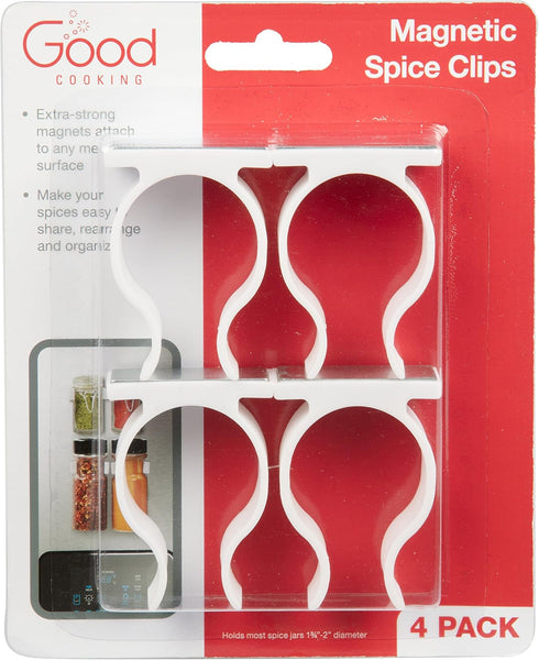 Good Cooking Magnetic Spice Rack Gripper Clips- Set of 4 Universal Spice Jar Clips - Easily Organize and Reorganize Dispensers- No Screws Needed...