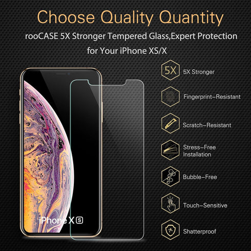 rooCASE 3-Pack Screen Protector for iPhone 11 Pro / iPhone XS / X, Reinforced Tempered Glass Screen Protector with Alignment Frame for iPhone 11 P...